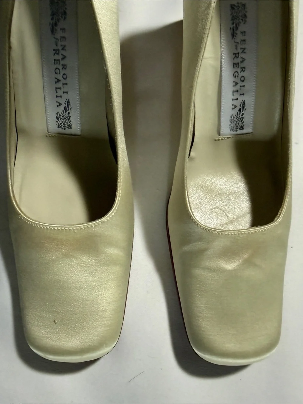 Vintage Ivory Satin Wedding Mid-Heel Pumps for Women